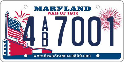 MD license plate 4AB7001