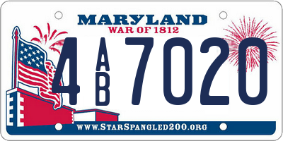 MD license plate 4AB7020