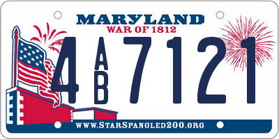 MD license plate 4AB7121