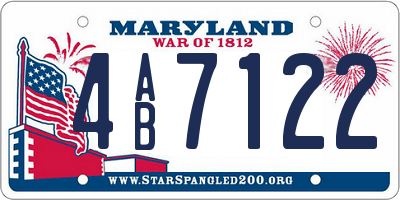 MD license plate 4AB7122