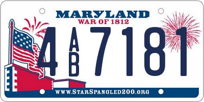 MD license plate 4AB7181