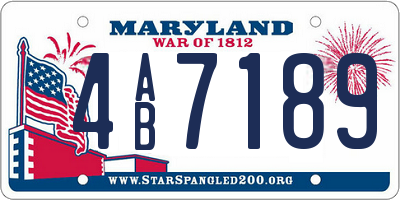 MD license plate 4AB7189
