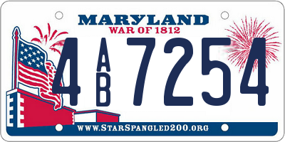 MD license plate 4AB7254