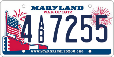 MD license plate 4AB7255