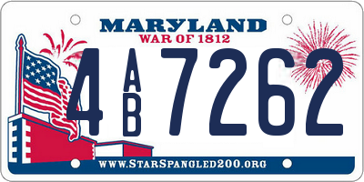 MD license plate 4AB7262