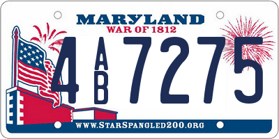 MD license plate 4AB7275