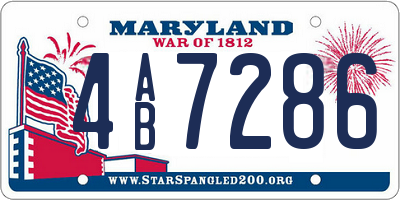 MD license plate 4AB7286