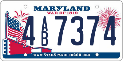 MD license plate 4AB7374