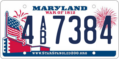 MD license plate 4AB7384