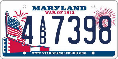 MD license plate 4AB7398