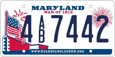 MD license plate 4AB7442