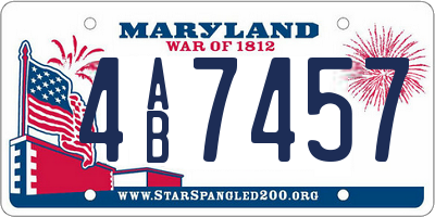 MD license plate 4AB7457