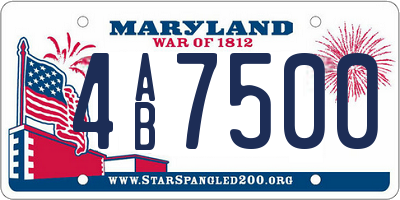 MD license plate 4AB7500