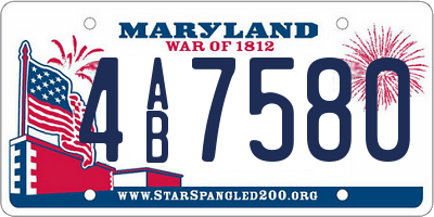 MD license plate 4AB7580