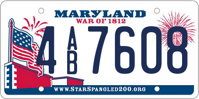 MD license plate 4AB7608