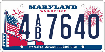 MD license plate 4AB7640