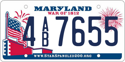 MD license plate 4AB7655