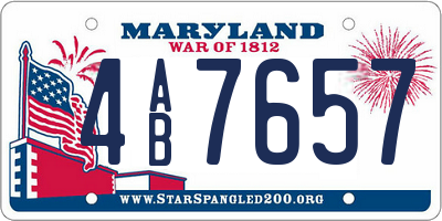 MD license plate 4AB7657
