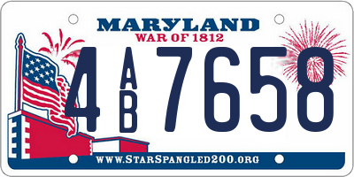 MD license plate 4AB7658