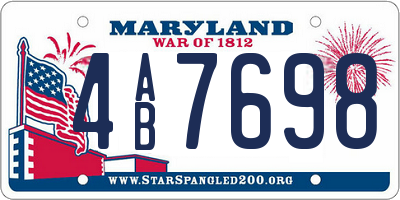 MD license plate 4AB7698