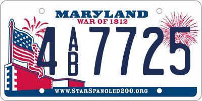 MD license plate 4AB7725