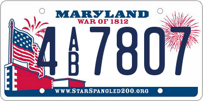 MD license plate 4AB7807