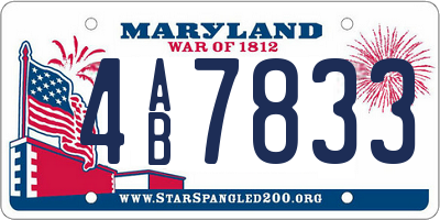 MD license plate 4AB7833