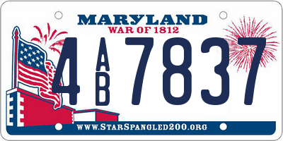 MD license plate 4AB7837