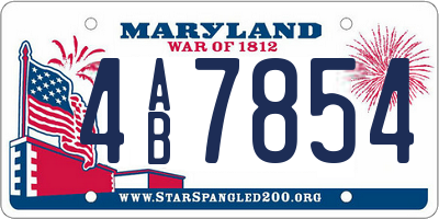 MD license plate 4AB7854
