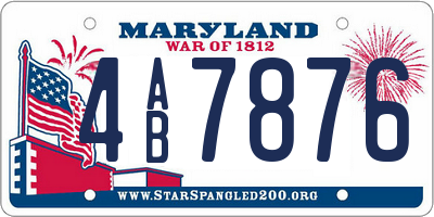 MD license plate 4AB7876