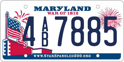MD license plate 4AB7885