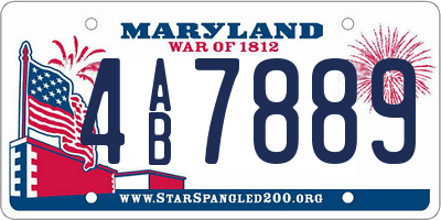 MD license plate 4AB7889
