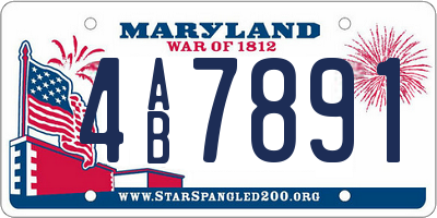 MD license plate 4AB7891