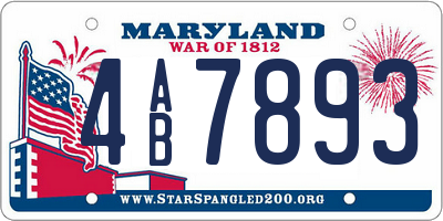 MD license plate 4AB7893