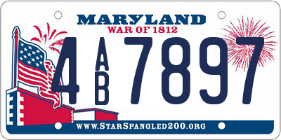 MD license plate 4AB7897