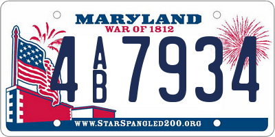 MD license plate 4AB7934