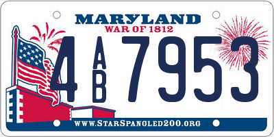 MD license plate 4AB7953