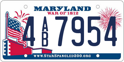 MD license plate 4AB7954