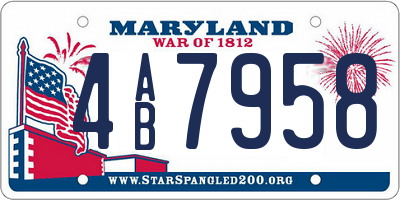MD license plate 4AB7958