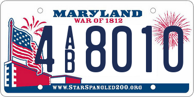 MD license plate 4AB8010