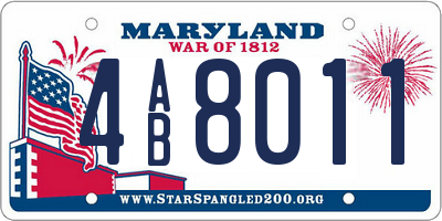 MD license plate 4AB8011