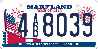 MD license plate 4AB8039