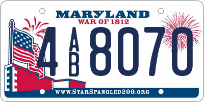 MD license plate 4AB8070