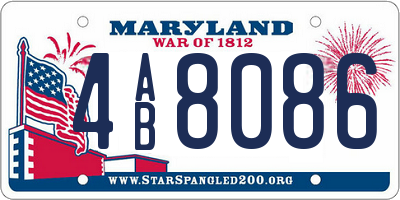 MD license plate 4AB8086