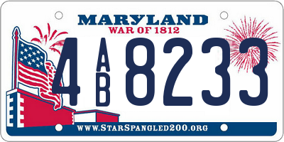 MD license plate 4AB8233