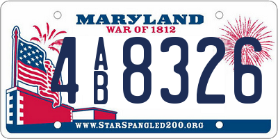 MD license plate 4AB8326