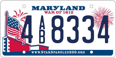 MD license plate 4AB8334