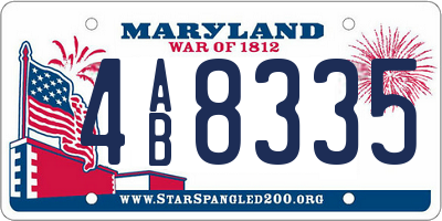 MD license plate 4AB8335
