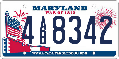 MD license plate 4AB8342