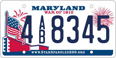 MD license plate 4AB8345